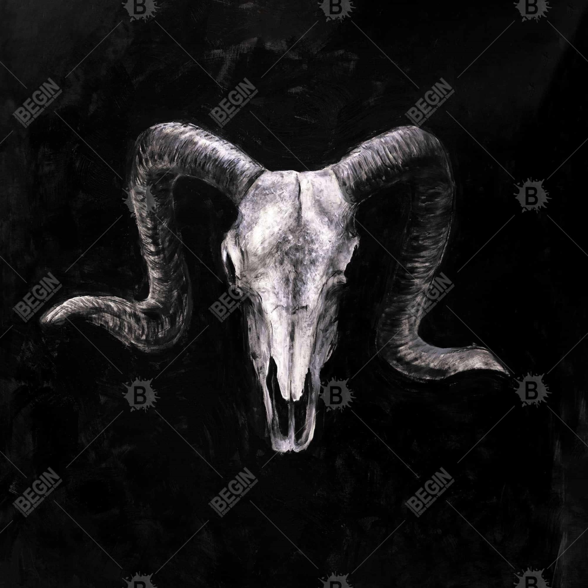 Picture of Begin Home Decor C1TC58588VNX8U 58 x 58 in. Ram Skull Grunge Style Tablecloth - Farm Animal Decor