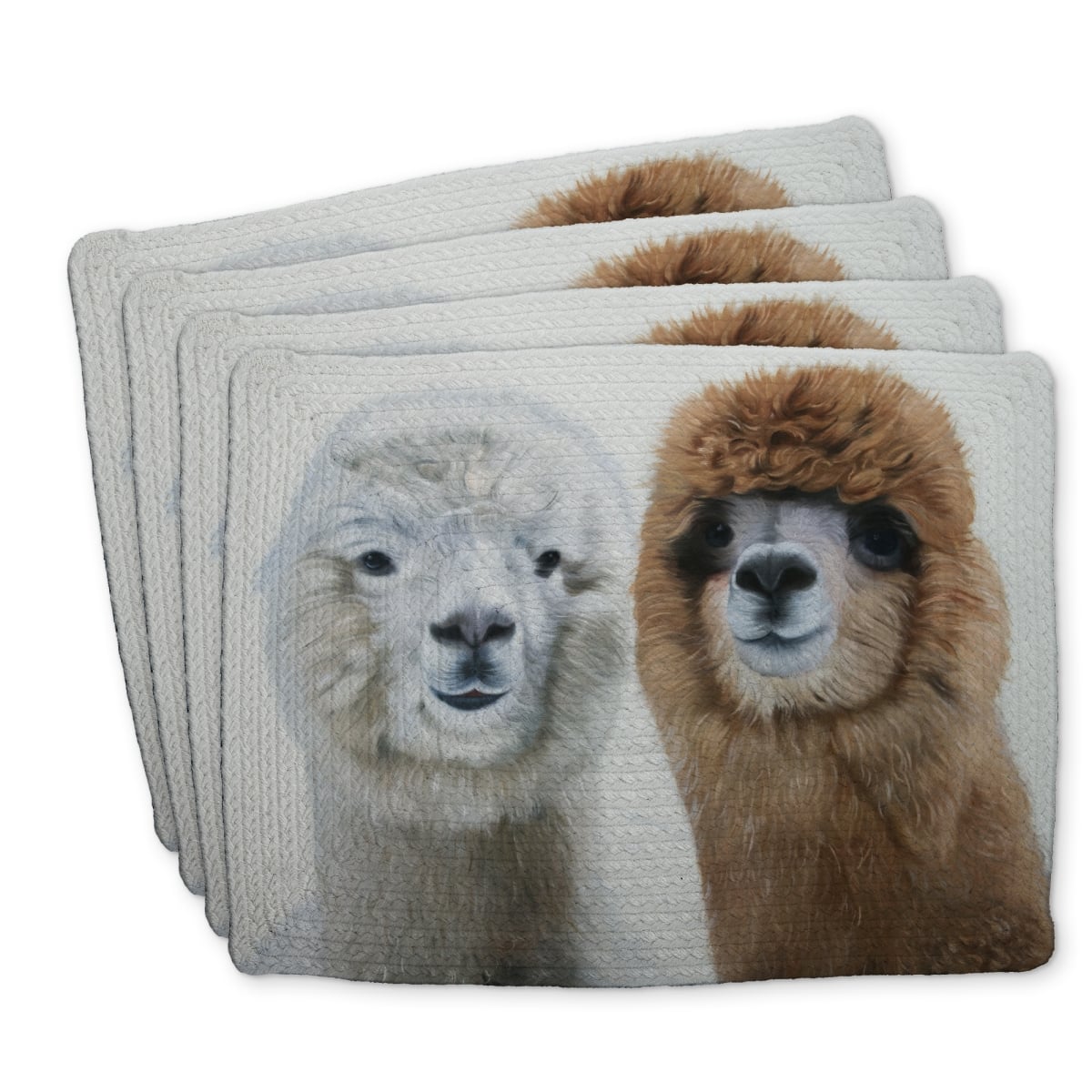 Picture of Begin Home Decor C4BP1418PBVRCZ 14 x 18 in. Two Lamas Braided Polyester Placemats for Stylish Home Decor - Set of 4
