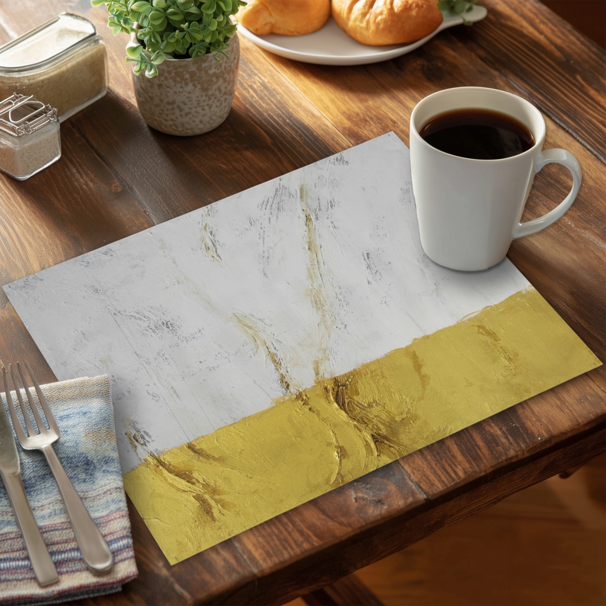 Picture of Begin Home Decor C4PP1418BEPQ95 14 x 18 in. Golden Shine Polyester Placemat - Elegant Home Decor Accent - Set of 4