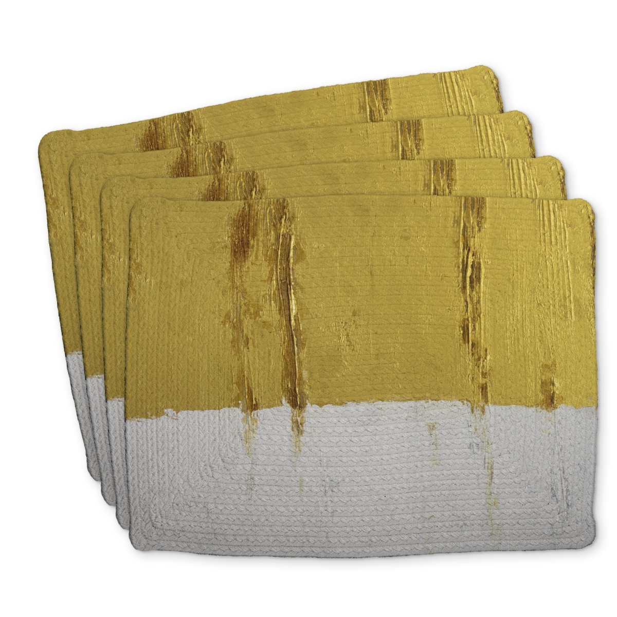 Picture of Begin Home Decor C4BP1418KBNPQJ 14 x 18 in. Golden Stripe Braided Polyester Placemat - Stylish Home Decor - Set of 4