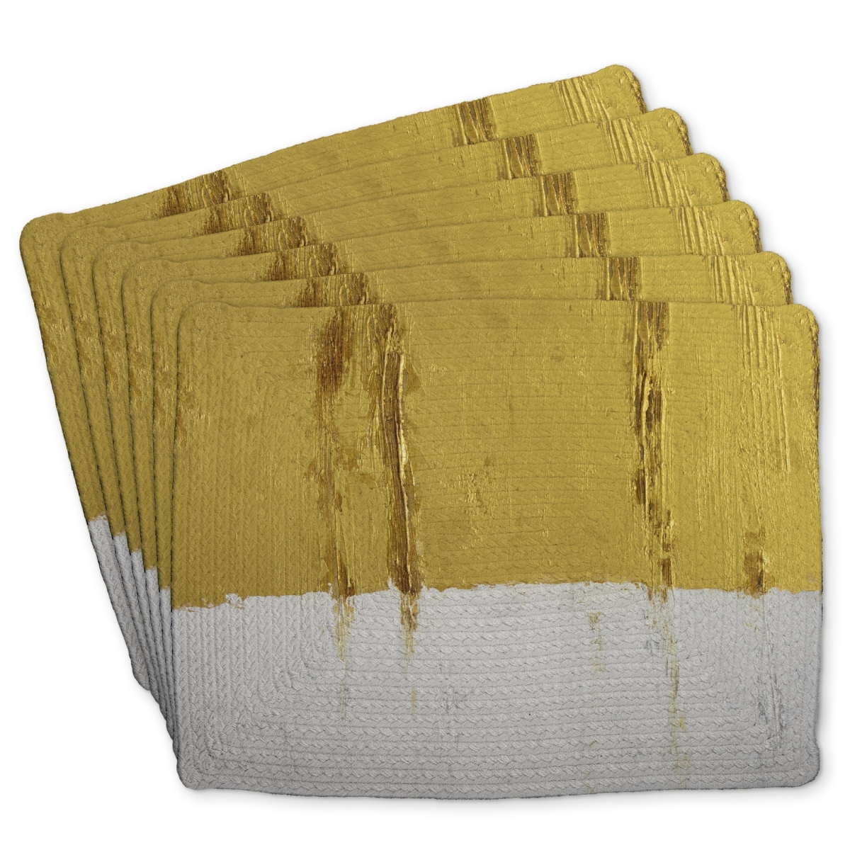 Picture of Begin Home Decor C6BP14185RTMGB 14 x 18 in. Golden Stripe Braided Polyester Placemat - Home Decor Accent - Set of 6