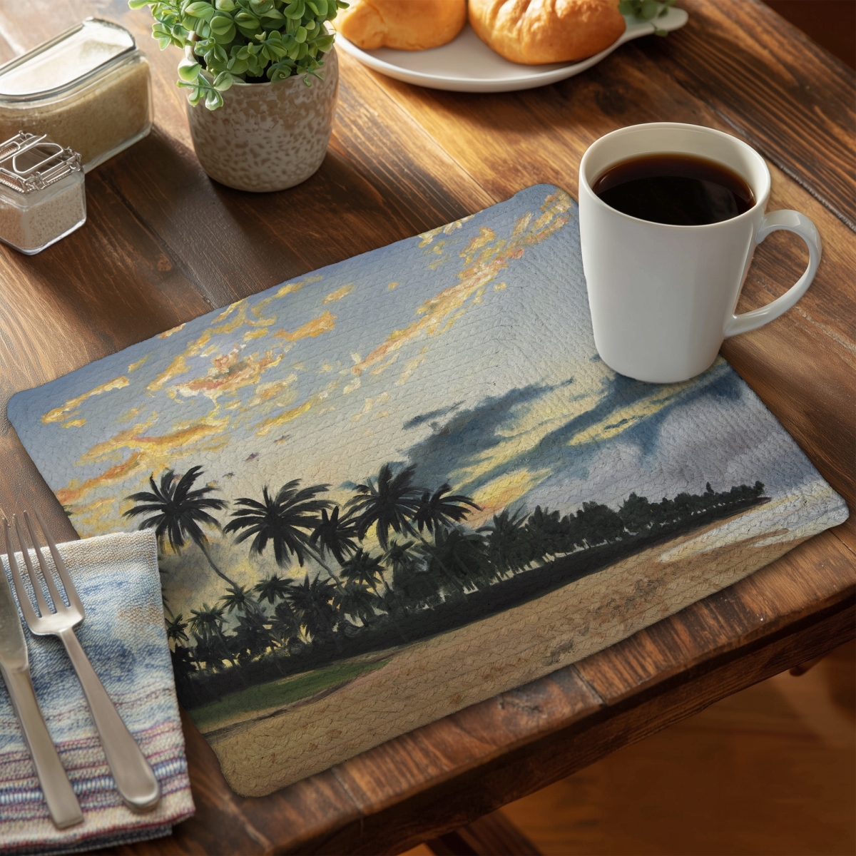 Picture of Begin Home Decor C4BP141831MRDB 14 x 18 in. Tropical Summer Moments - Braided Polyester Placemat - Home Decor - Set of 4