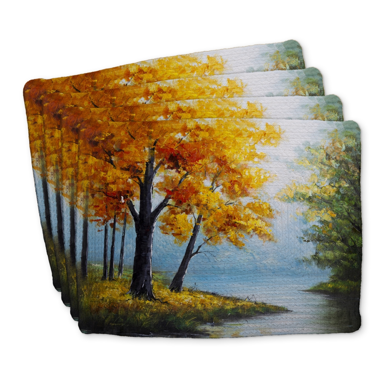 Picture of Begin Home Decor C4BP1418UJVS22 14 x 18 in. Trees By the Lake Braided Polyester Placemat for Home Decor - Set of 4