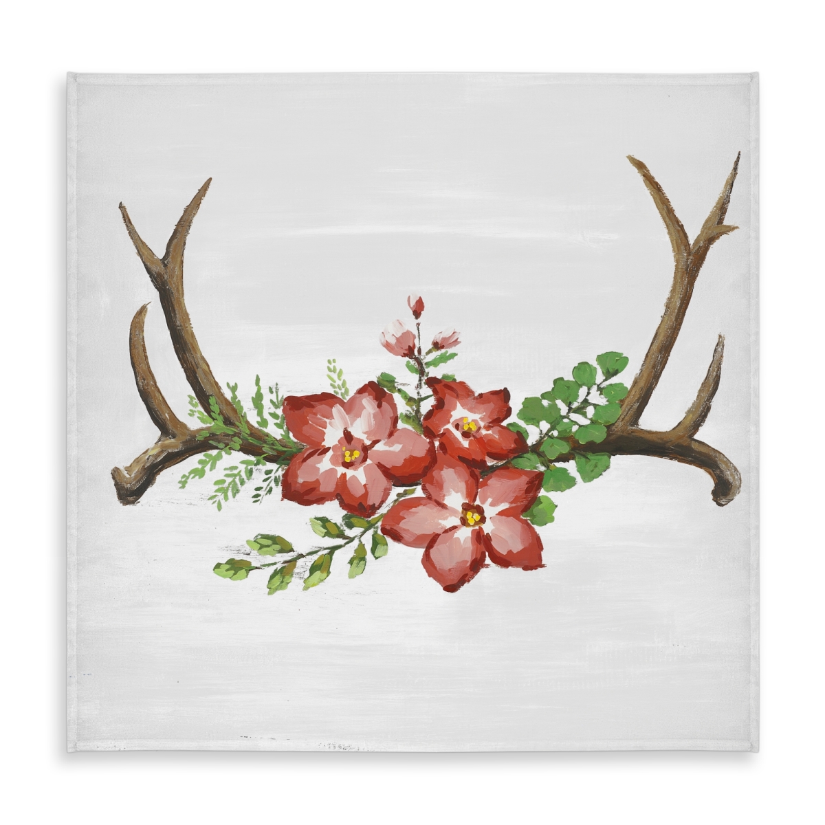 Picture of Begin Home Decor C1TC585882VAM4 58 x 58 in. Deer Horns & Pink Flowers Tablecloth - Indoor Outdoor Decor