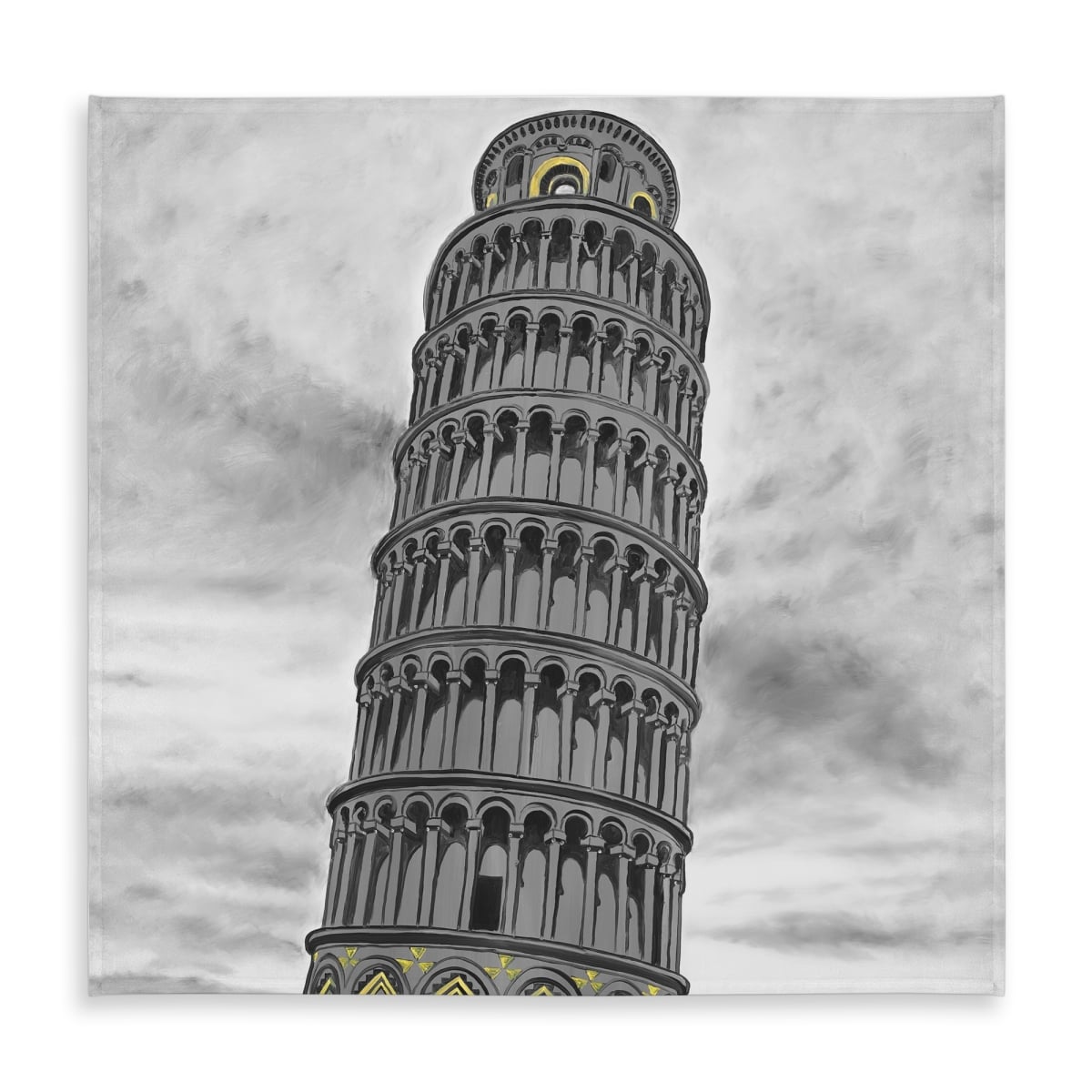 Picture of Begin Home Decor C1TC5858M2E031 58 x 58 in. Illustrative Gray Cities Tablecloth - Tower of Pisa Home Decor
