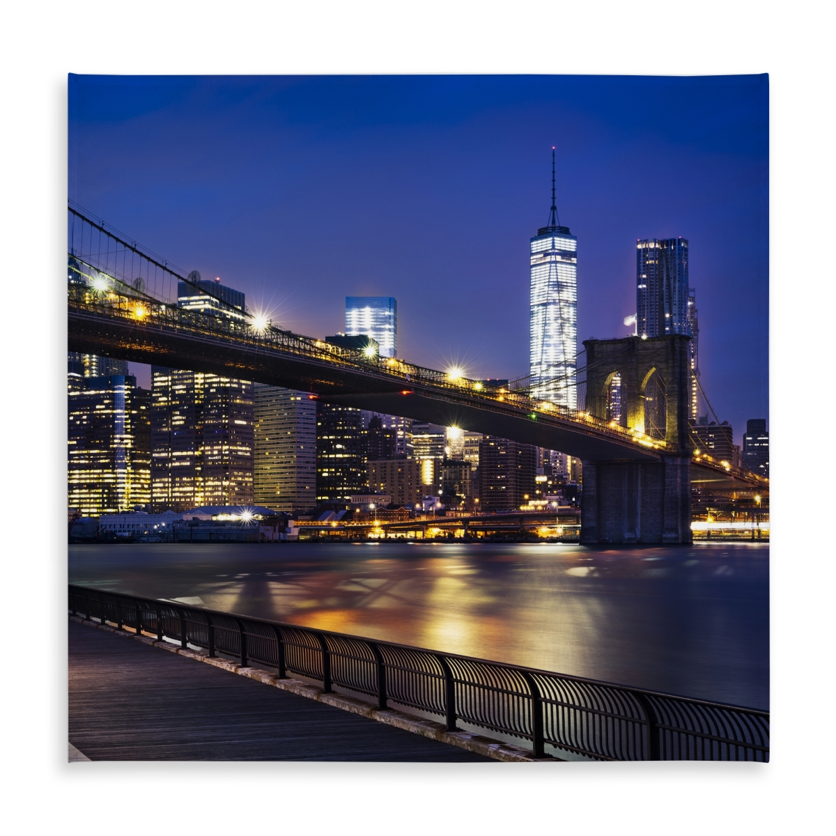 Picture of Begin Home Decor C1TC5858WFZLMY 58 x 58 in. City At Night Blue Tablecloth - Indoor & Outdoor Home Decor