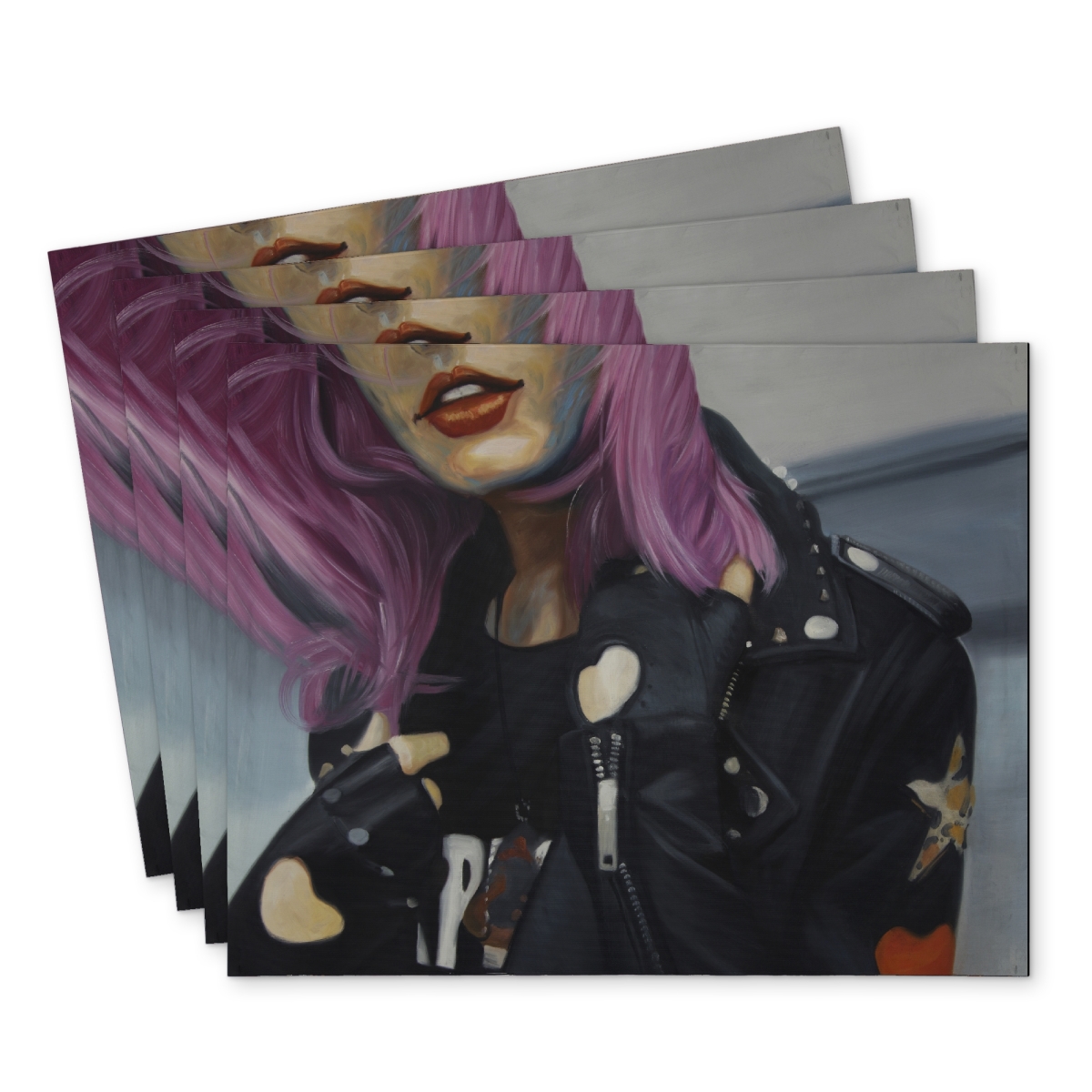 Picture of Begin Home Decor C4PP1418FC126P 14 x 18 in. Young Punk Woman Polyester Placemat - Trendy Home Decor - Set of 4