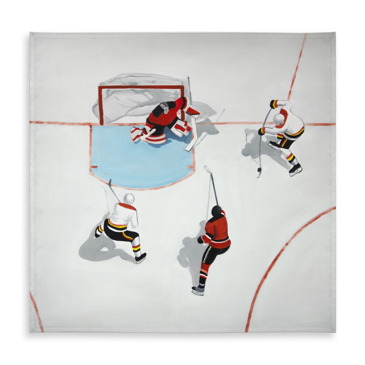 Picture of Begin Home Decor C1TC5858EP6ORJ 58 x 58 in. Eventful Hockey Game Tablecloth - Indoor Outdoor Man Cave Decor