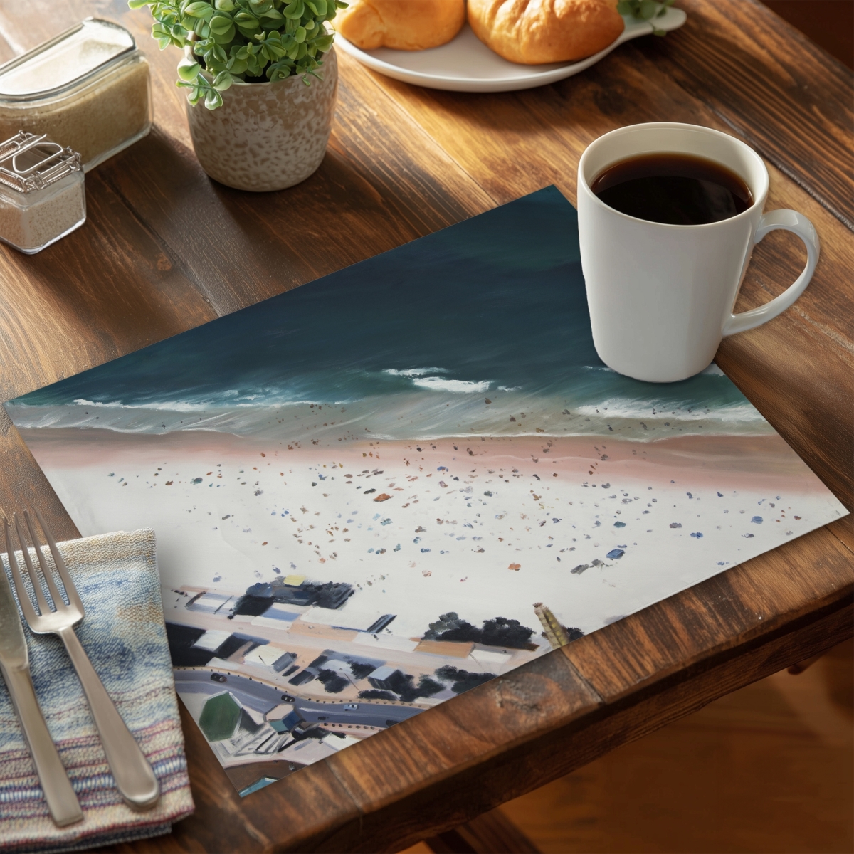 Picture of Begin Home Decor C4PP141848KRAX 14 x 18 in. Hot Day At the Beach Polyester Placemat - Home Decor Essentials - Set of 4