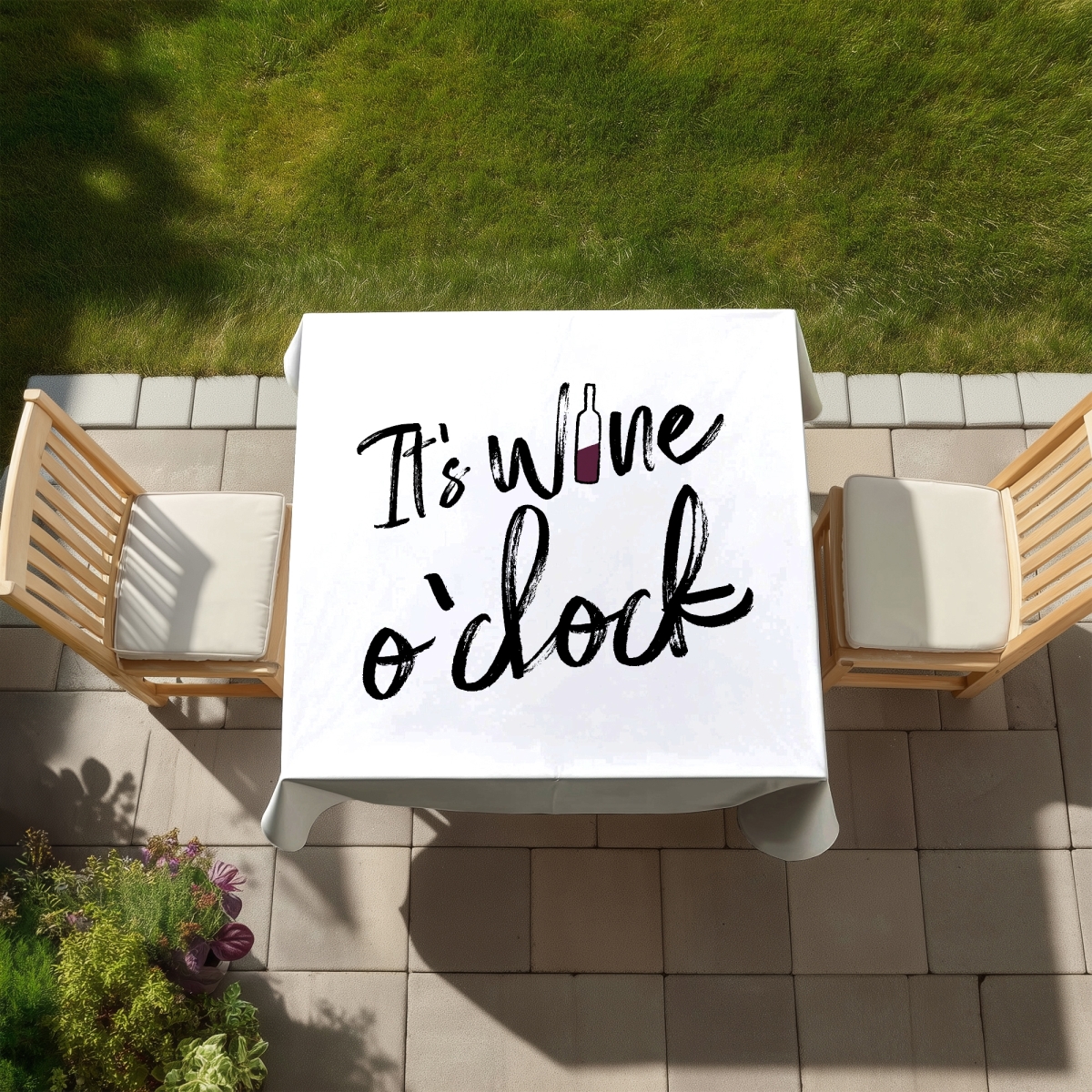 Picture of Begin Home Decor C1TC5858KRIQP1 58 x 58 in. Its Wine O Clock II Tablecloth - Indoor & Outdoor Home Decor