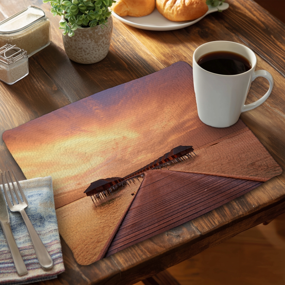 Picture of Begin Home Decor C4BP1418YB96IK 14 x 18 in. Sea Villas Braided Polyester Placemats for Home Decor - Set of 4