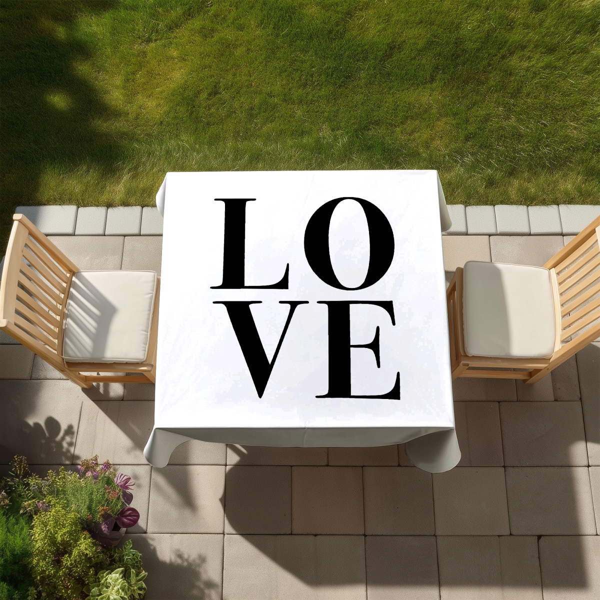 Picture of Begin Home Decor C1TC5858UDO6RP 58 x 58 in. Love Quotes Tablecloth - Motivational Shapes for Home Decor