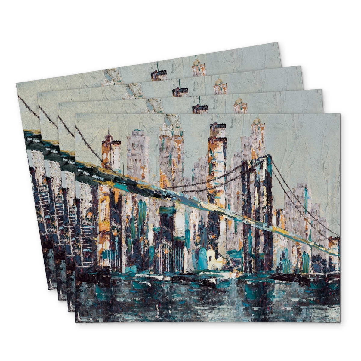 Picture of Begin Home Decor C4PP1418JPROKC 14 x 18 in. Abstract & Texturized Bridge Polyester Placemat - Home Decor - Set of 4