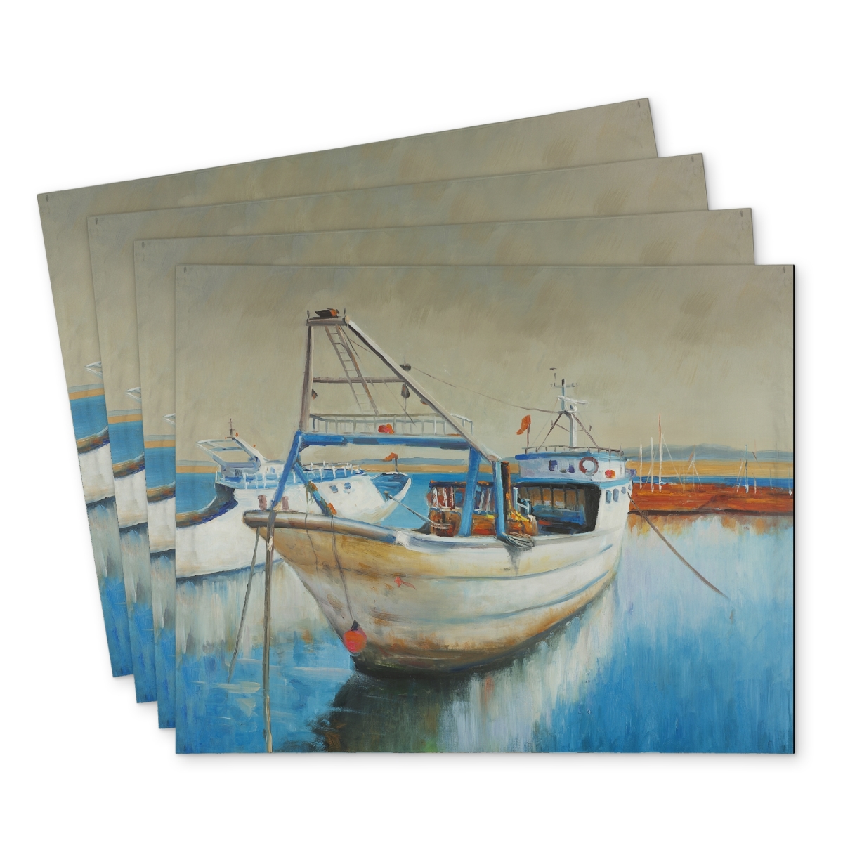 Picture of Begin Home Decor C4PP1418X2R5H7 14 x 18 in. Fishing Boat Polyester Placemat - Stylish Home Decor Accent - Set of 4