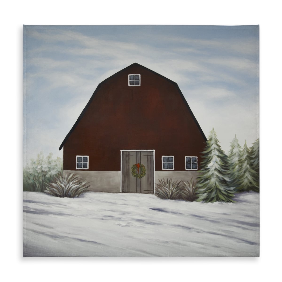 Picture of Begin Home Decor C1TC5858EJLCDL 58 x 58 in. Winter Farm Tablecloth - Bedroom Trees White - Indoor & Outdoor