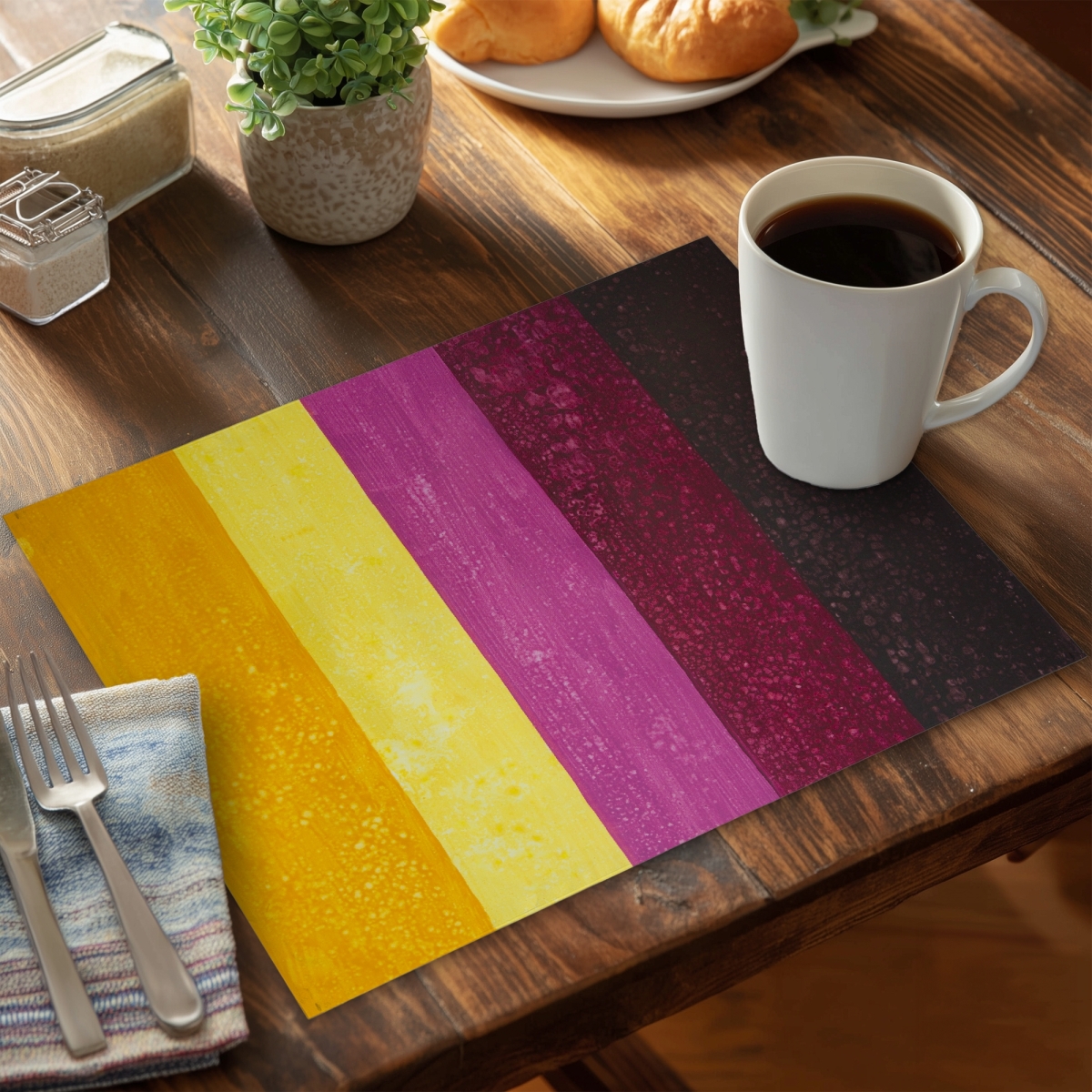 Picture of Begin Home Decor C4PP14184LKS5F 14 x 18 in. Live Stripes Polyester Placemat - Stylish Home Decor Accent - Set of 4