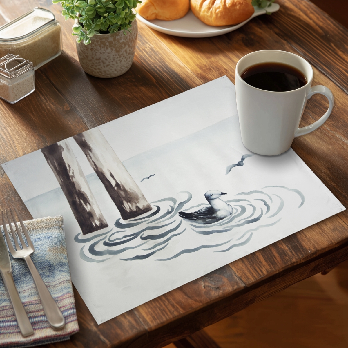 Picture of Begin Home Decor C4PP14186P4QV4 14 x 18 in. Seagull Polyester Placemat - Stylish Home Decor Accent - Set of 4