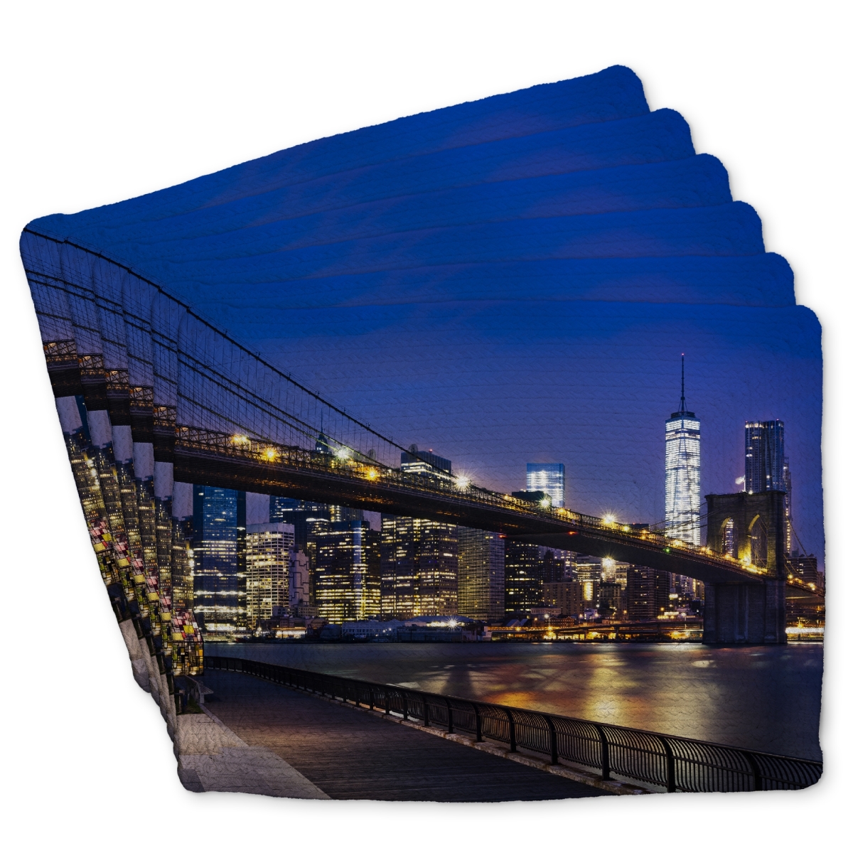 Picture of Begin Home Decor C6BP14184K9TAN 14 x 18 in. City At Night Braided Polyester Placemat for Home Decor - Set of 6