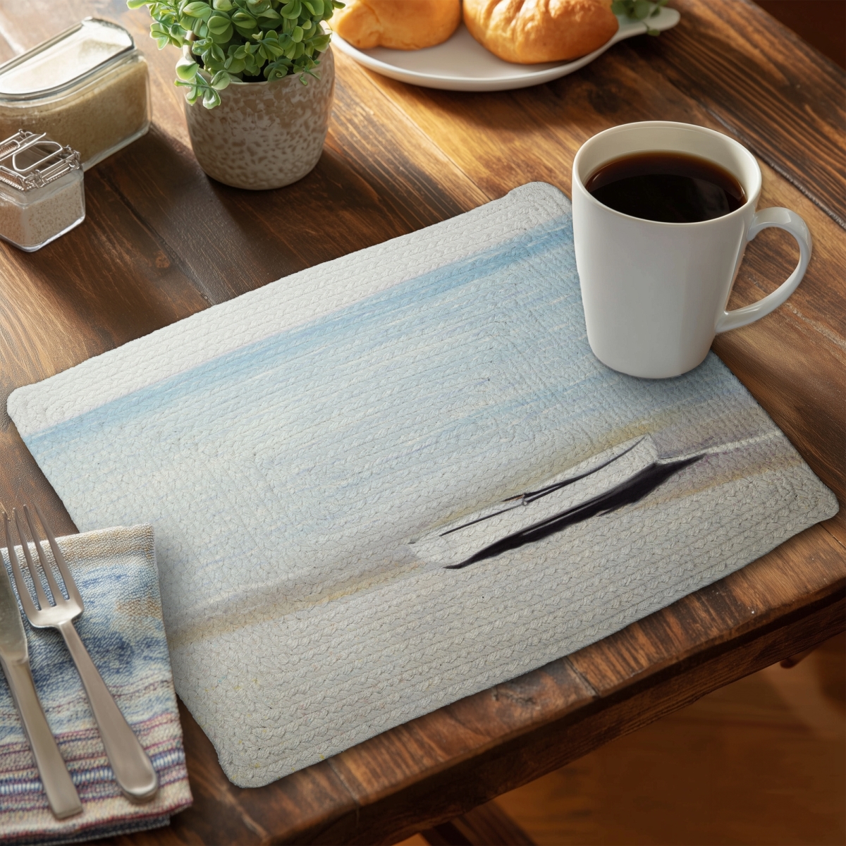 Picture of Begin Home Decor C4BP1418FJMCRA 14 x 18 in. Along the Sea - Braided Polyester Placemat for Home Decor - Set of 4