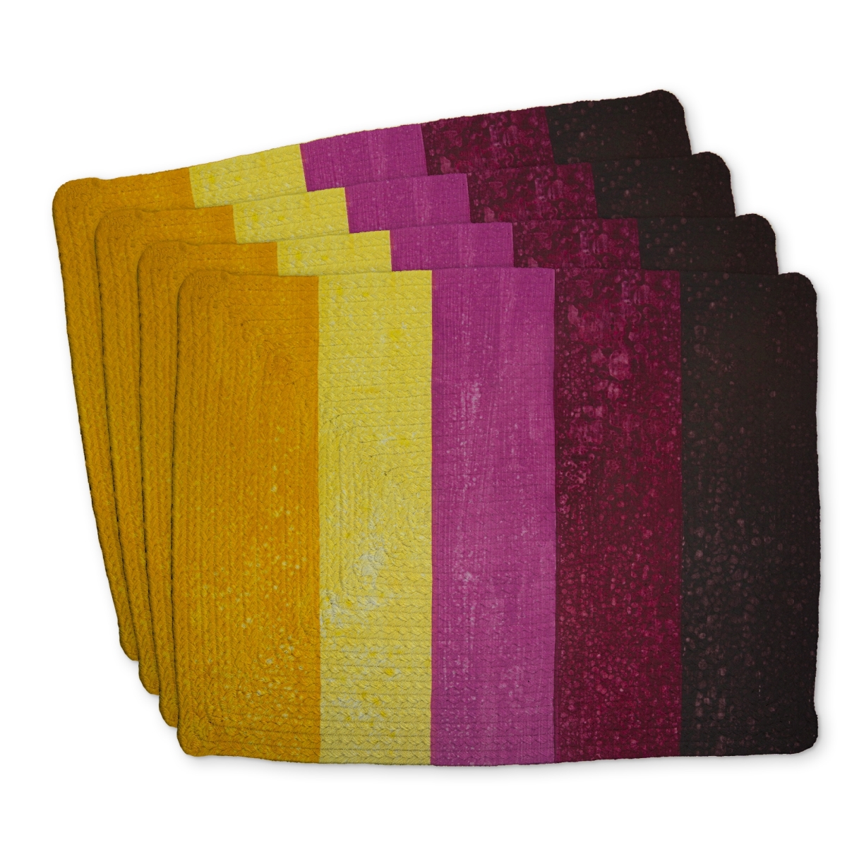 Picture of Begin Home Decor C4BP1418YFD9CH 14 x 18 in. Live Stripes - Braided Polyester Placemats for Home Decor - Set of 4