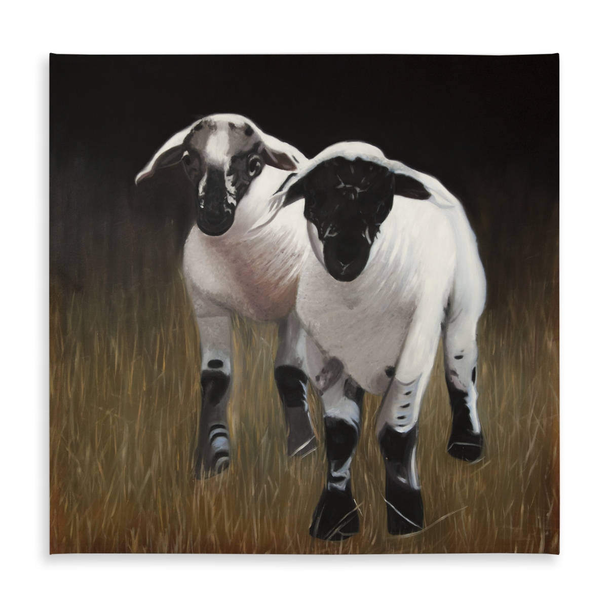 Picture of Begin Home Decor C1TC5858JXK3IC 58 x 58 in. Rustic Black Tablecloth - Two Lambs Farm Animals Decor