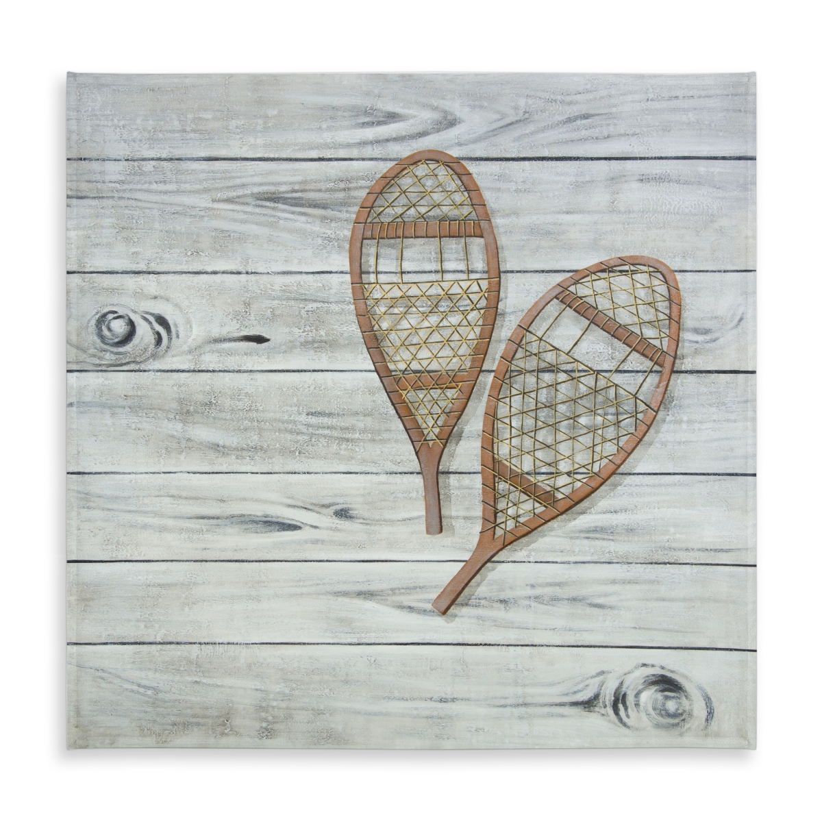Picture of Begin Home Decor C1TC5858YZGW8O 58 x 58 in. Brown Snowshoes Tablecloth - Indoor & Outdoor Sports Decor