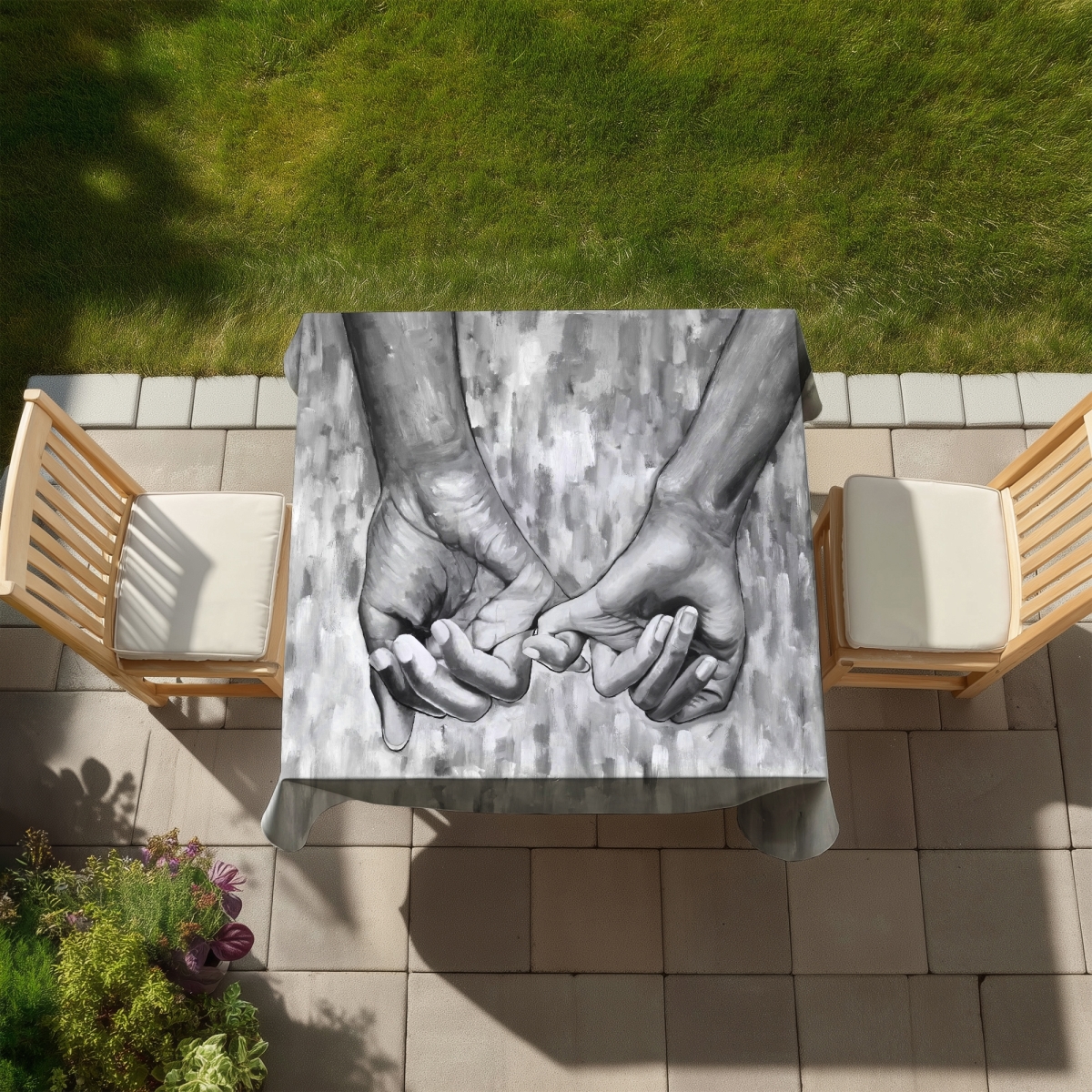 Picture of Begin Home Decor C1TC585863DDEL 58 x 58 in. Connected Gray Bedroom Tablecloth - Indoor & Outdoor Home Decor