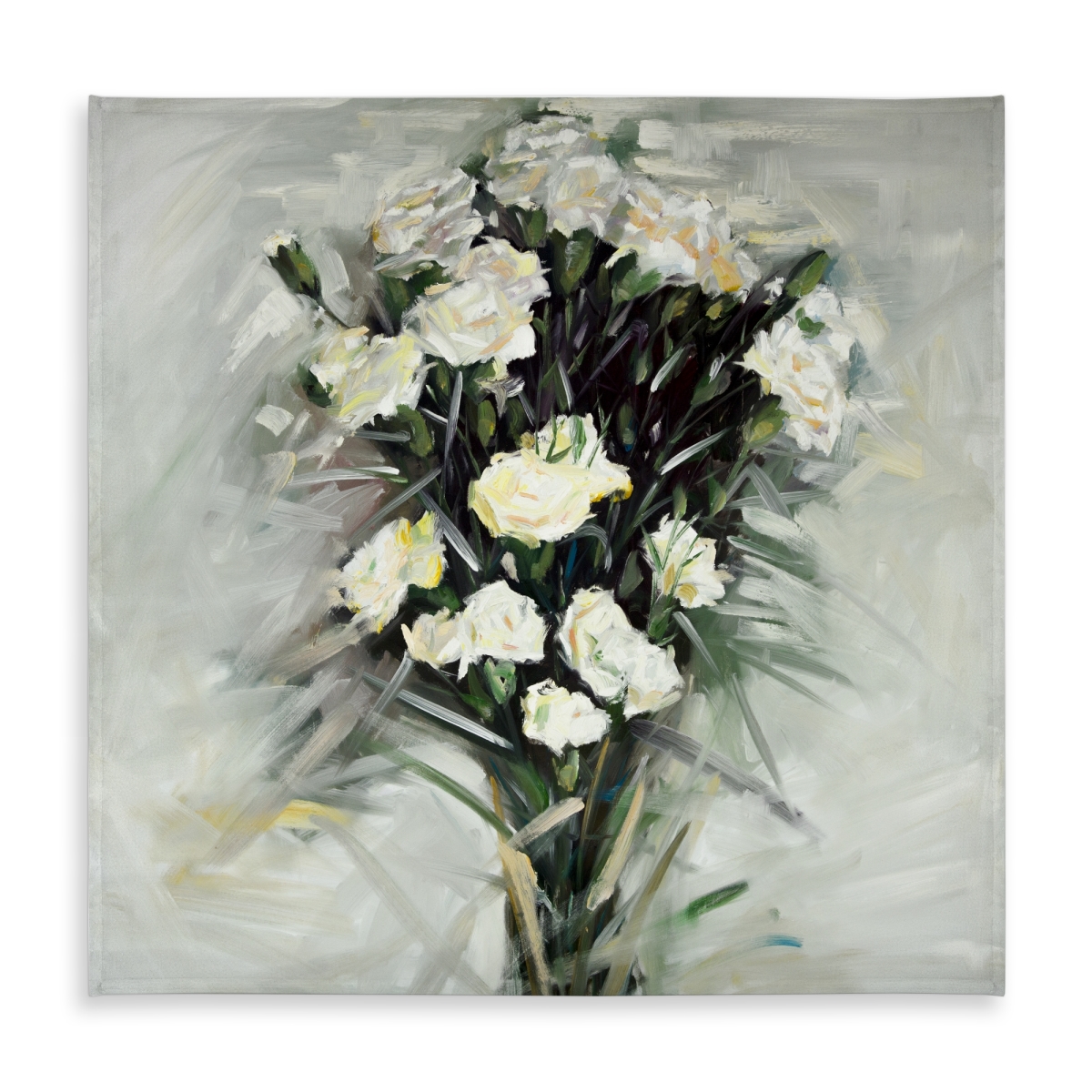 Picture of Begin Home Decor C1TC5858JCRSZG 58 x 58 in. Lisianthus White Bouquet Tablecloth - Indoor & Outdoor Decor