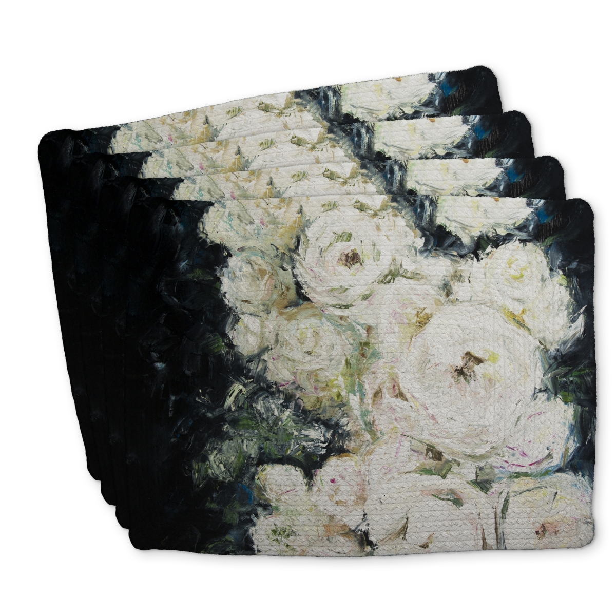 Picture of Begin Home Decor C4BP1418ORZIJV 14 x 18 in. Garden Roses Braided Polyester Placemat - Elegant Home Decor - Set of 4