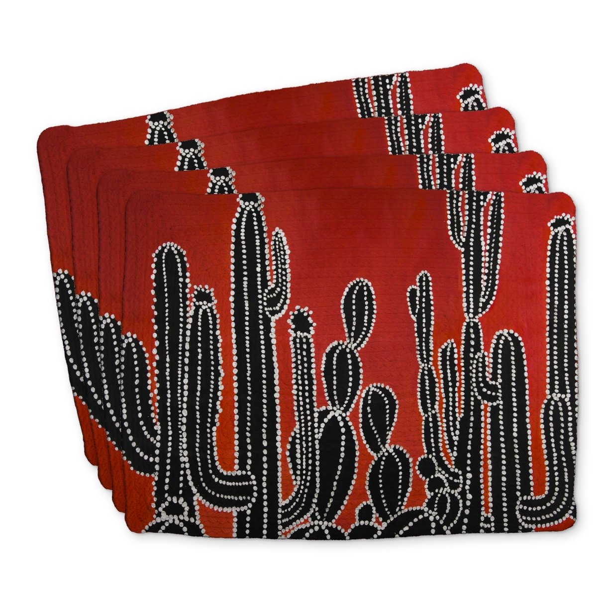 Picture of Begin Home Decor C4BP14185P1SEL 14 x 18 in. Black Tall Cactus - Braided Polyester Placemat for Home Decor - Set of 4