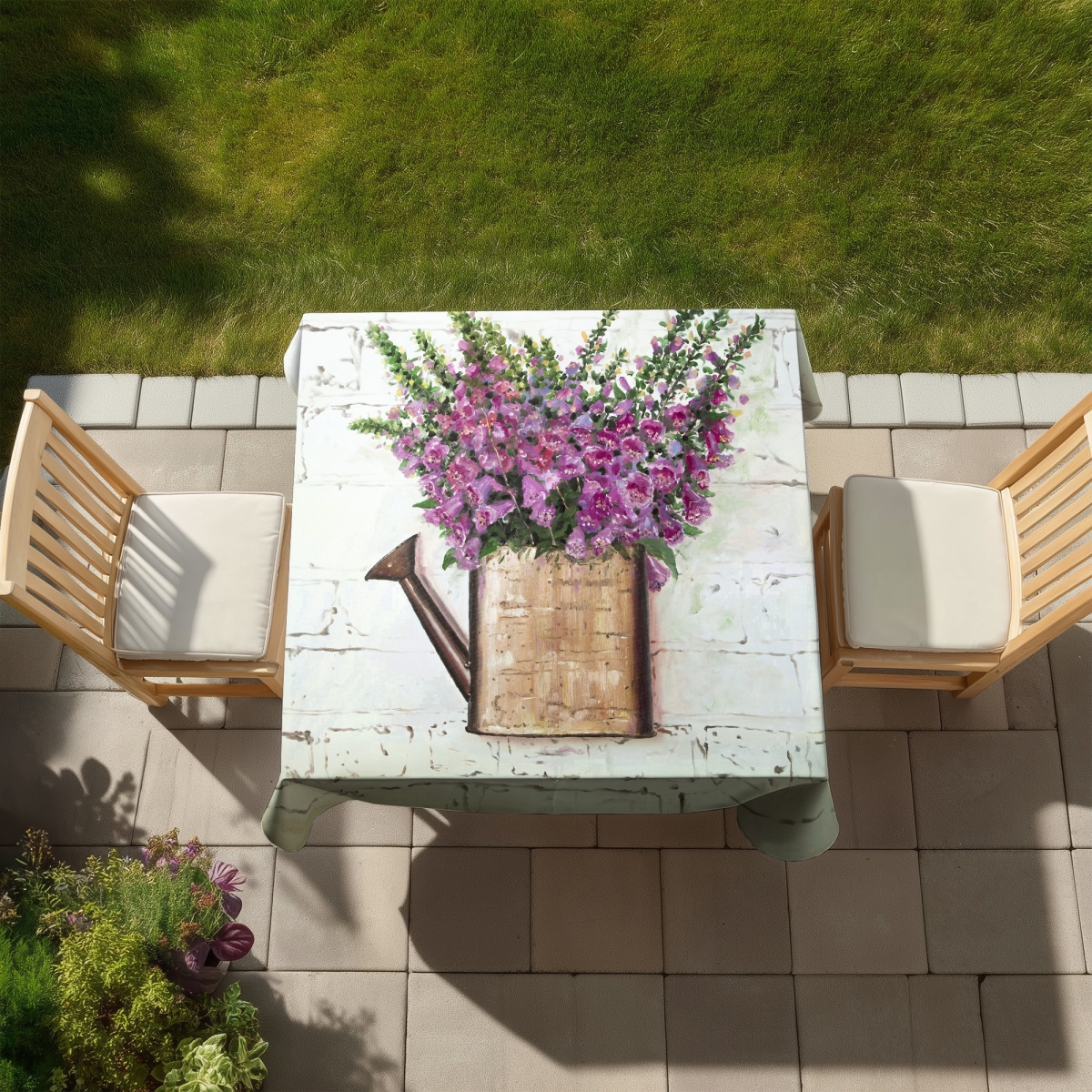 Picture of Begin Home Decor C1TC5858OOHOTQ 58 x 58 in. Purple Foxglove Tablecloth - Indoor & Outdoor Floral Decor