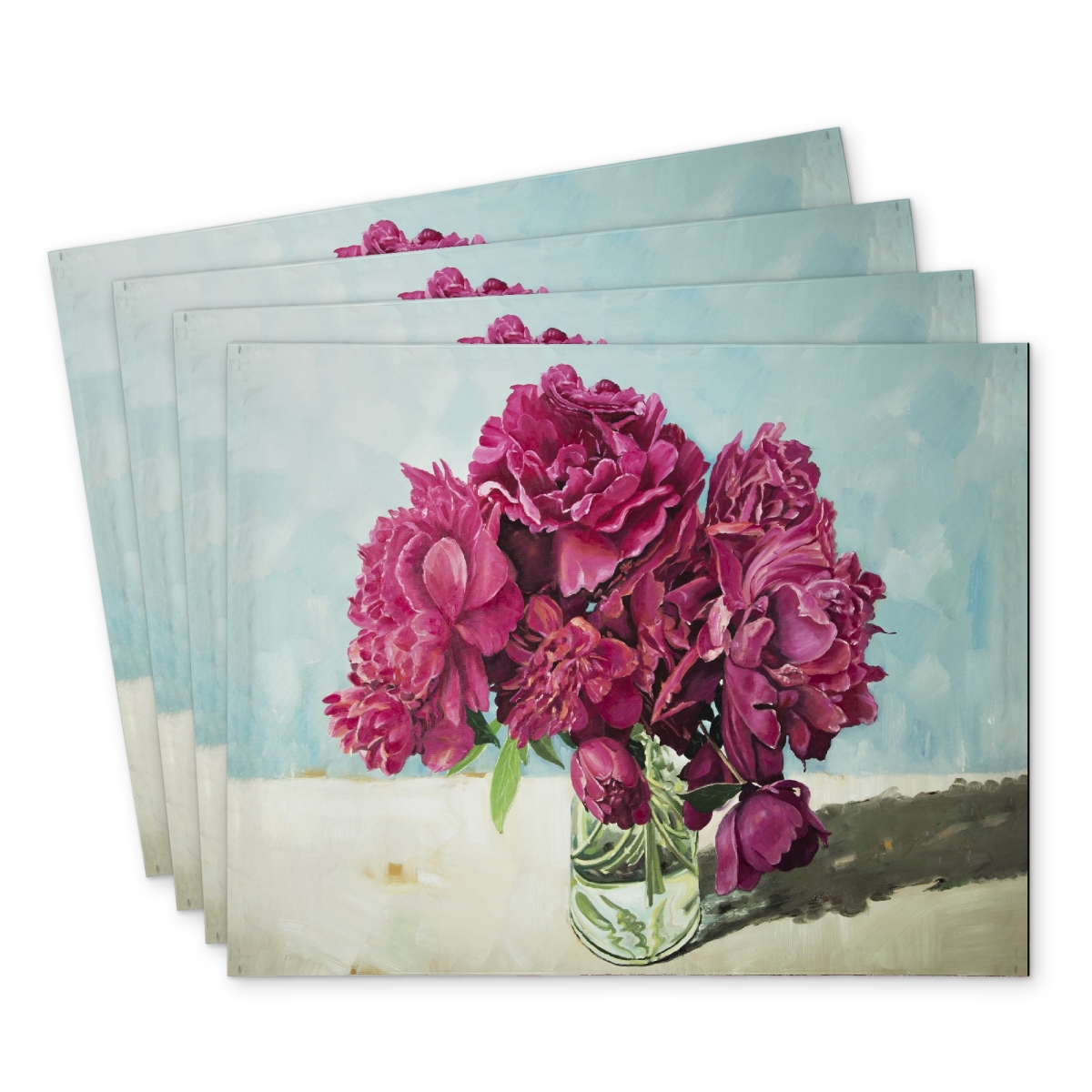 Picture of Begin Home Decor C4PP14187N7WQ9 14 x 18 in. Fuchsia Peony Polyester Placemat - Stylish Home Decor - Set of 4