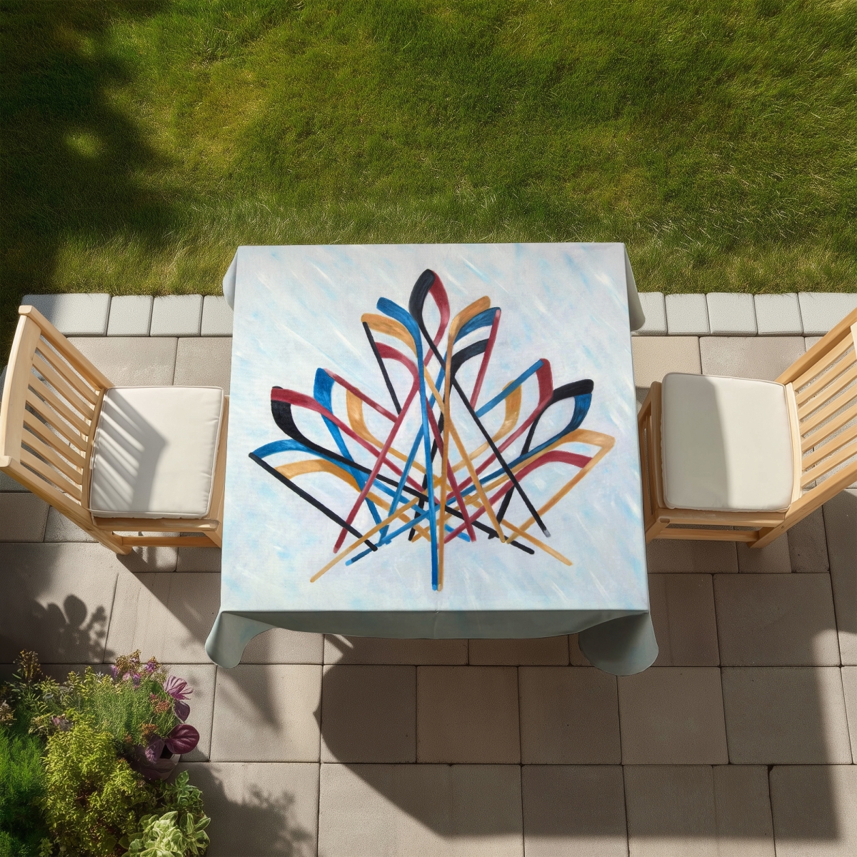 Picture of Begin Home Decor C1TC585873KH6O 58 x 58 in. Canadian Hockey Tablecloth - Indoor & Outdoor Home Decor