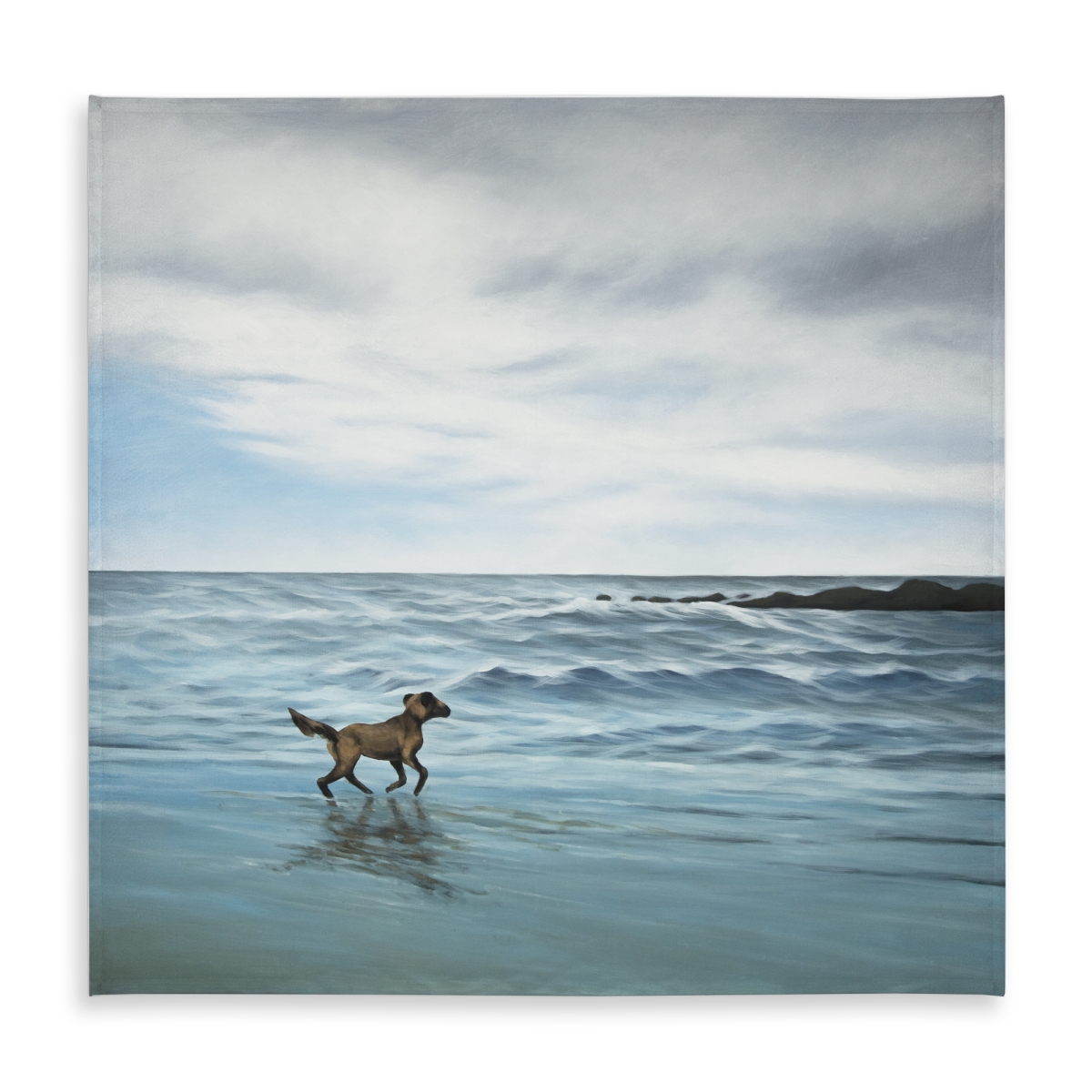 Picture of Begin Home Decor C1TC5858G9AYBG 58 x 58 in. Blue Pets Marine Tablecloth - Dog on the Beach Home Decor