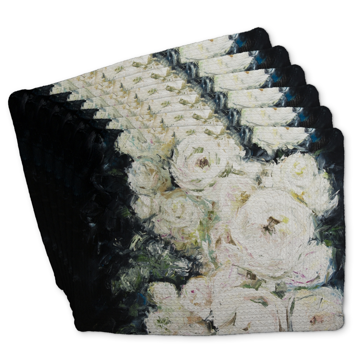 Picture of Begin Home Decor C6BP14183RVM6X 14 x 18 in. Garden Roses Braided Polyester Placemats for Home Decor - Set of 6