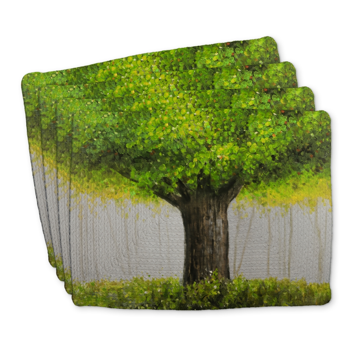 Picture of Begin Home Decor C4BP1418SBK4BZ 14 x 18 in. Big Green Tree Braided Polyester Placemat for Home Decor - Set of 4