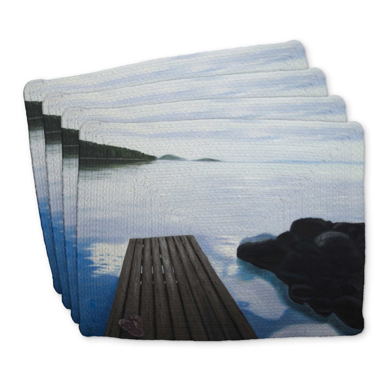 Picture of Begin Home Decor C4BP1418PQZJU5 14 x 18 in. Evening on the Dock Braided Polyester Placemat - Home Decor - Set of 4