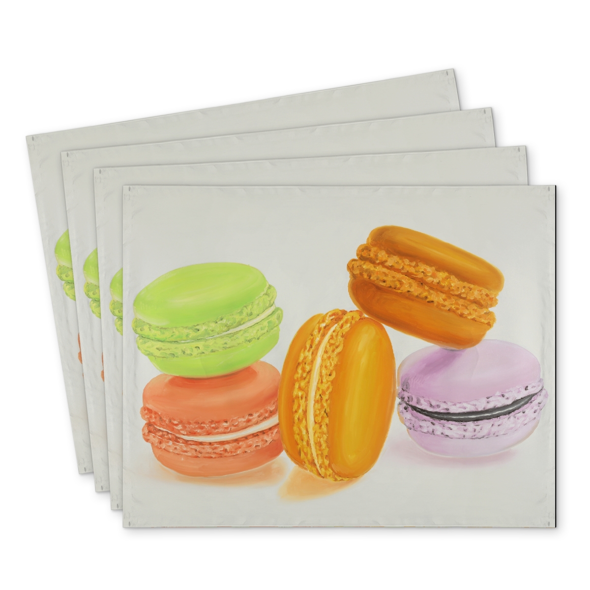 Picture of Begin Home Decor C4PP14185JAIYL 14 x 18 in. Small Bites of Macaroons - Polyester Placemat for Home Decor - Set of 4
