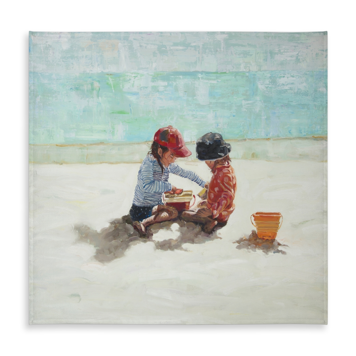Picture of Begin Home Decor C1TC5858NEIIVB 58 x 58 in. Coastal Sea Tablecloth - Little Girls Beach Scene - Home Decor