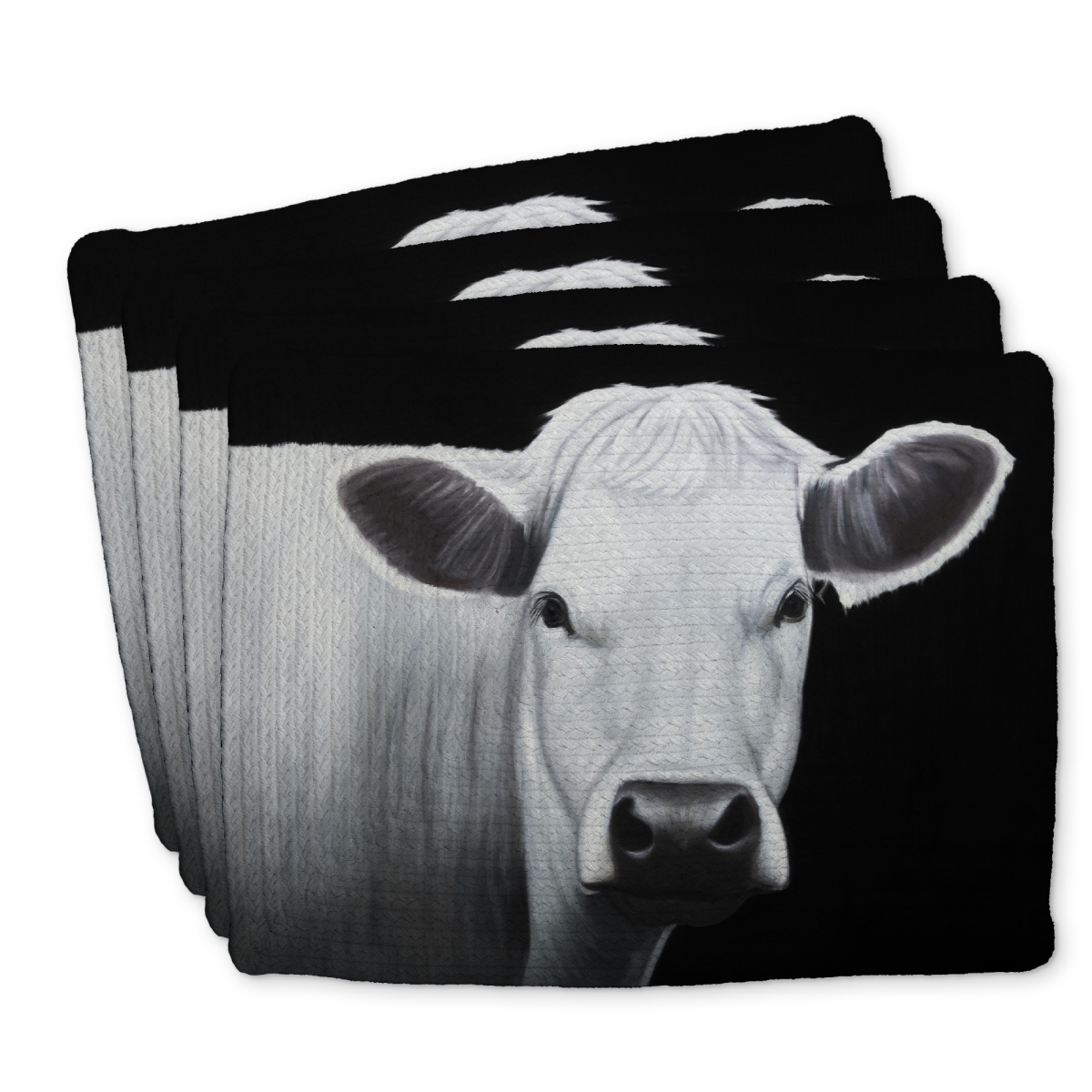 Picture of Begin Home Decor C4BP1418JHGQN0 14 x 18 in. White Cow Braided Polyester Placemat for Home Decor - Chic Style - Set of 4