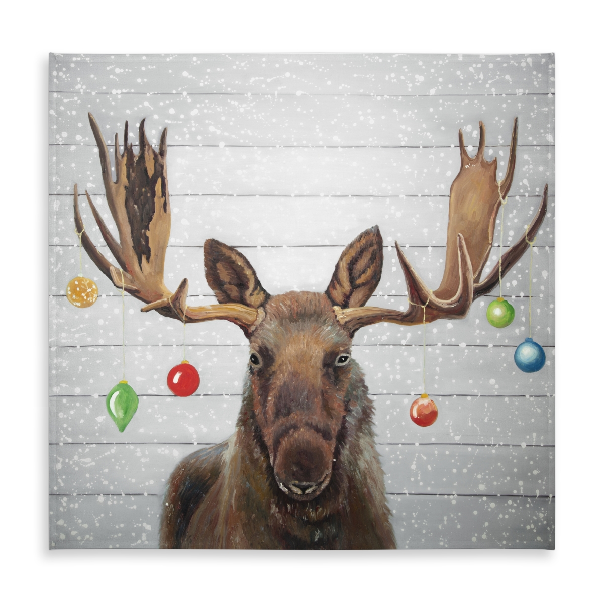 Picture of Begin Home Decor C1TC585841K2D4 58 x 58 in. Rustic Brown Deer Tablecloth - Moose with Christmas Balls Decor