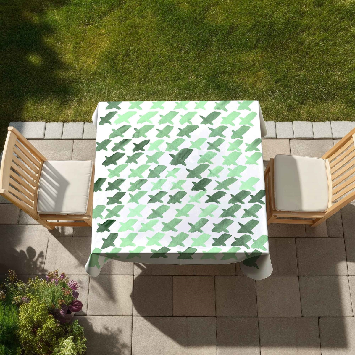 Picture of Begin Home Decor C1TC5858HXWWKZ 58 x 58 in. Neo Mint Indoor & Outdoor Tablecloth - Green Pattern X Decor
