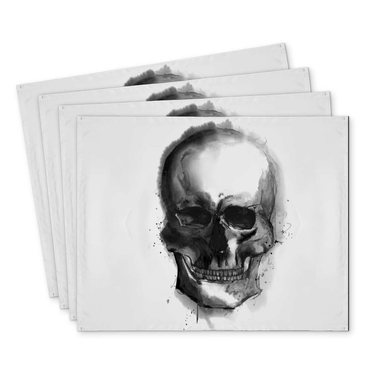 Picture of Begin Home Decor C4PP14189PBR8T 14 x 18 in. Watercolor Dark Skull Polyester Placemat - Home Decor Accessory - Set of 4