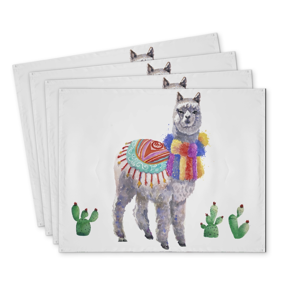 Picture of Begin Home Decor C4PP1418CLDW8X 14 x 18 in. Traditional Peruvian Lama Polyester Placemat - Home Decor - Set of 4