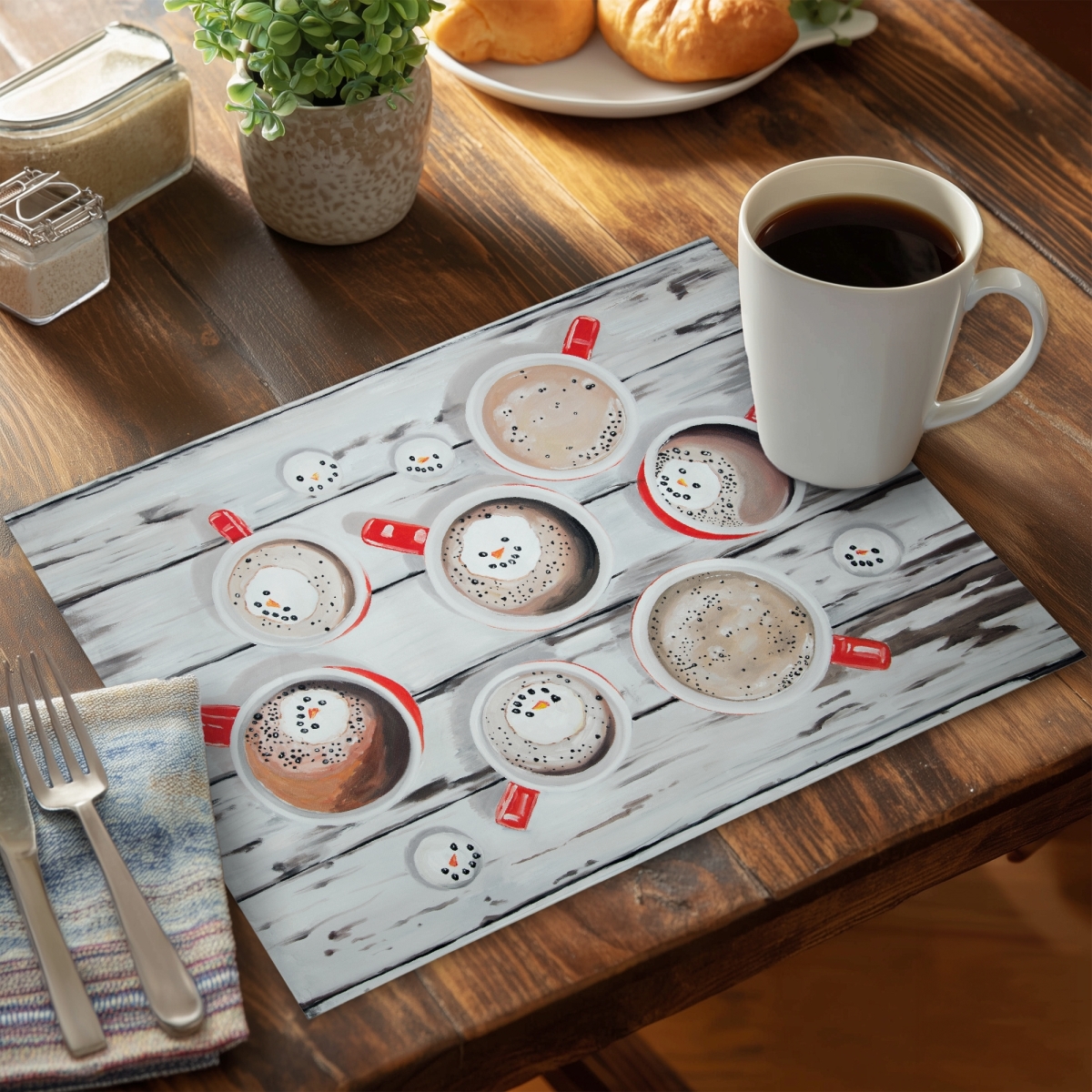 Picture of Begin Home Decor C4PP141872WSGE 14 x 18 in. Holiday Hot Chocolate Polyester Placemat - Home Decor Delight - Set of 4