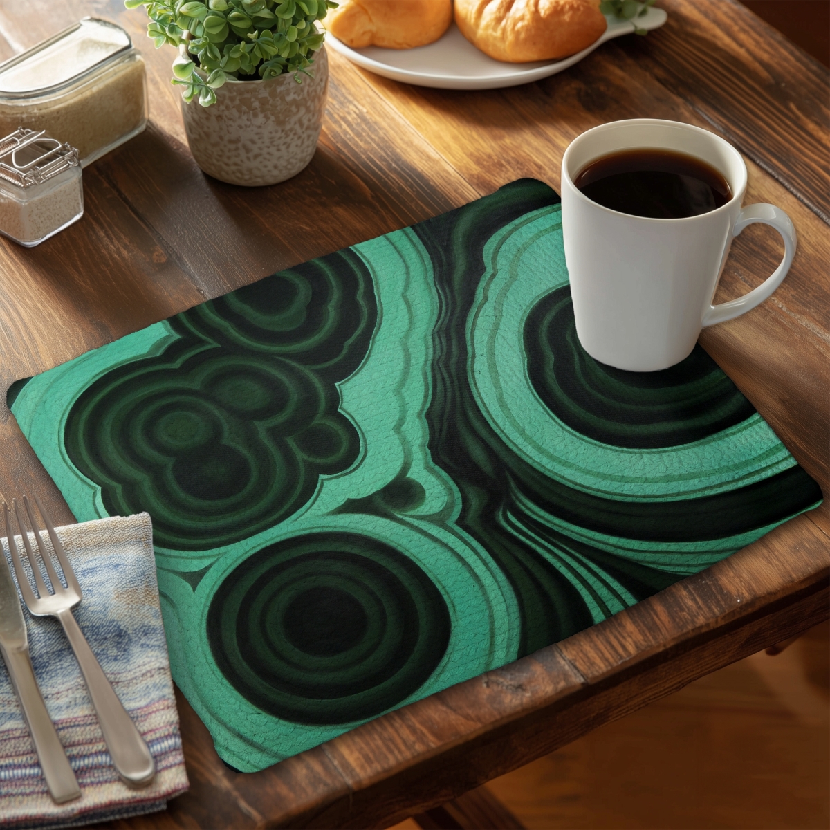 Picture of Begin Home Decor C4BP1418MCJ0DW 14 x 18 in. Malachite Stone Braided Polyester Placemat - Home Decor - Set of 4
