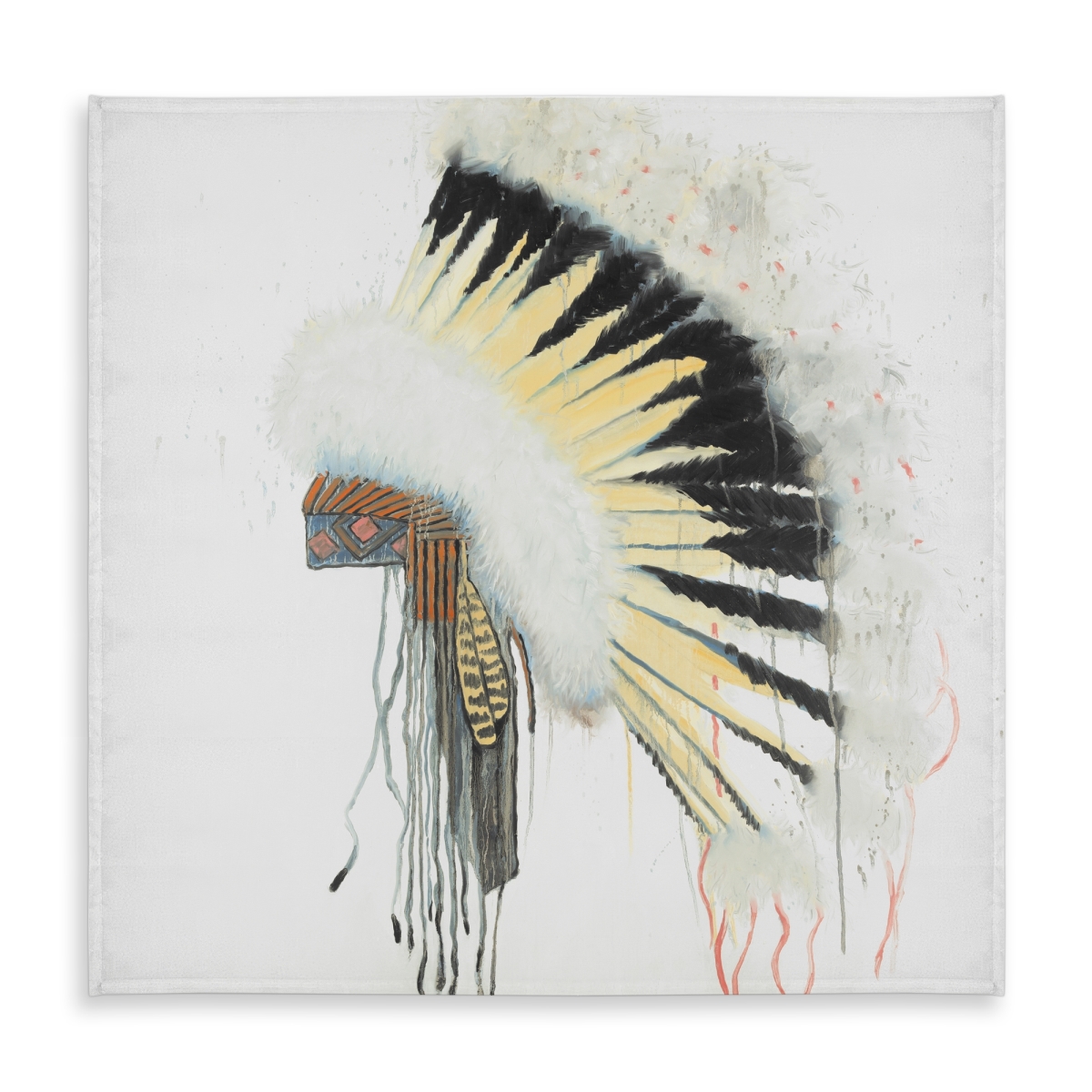 Picture of Begin Home Decor C1TC5858VH1PSE 58 x 58 in. Yellow Ethnic Tablecloth - Amerindian Headdress Home Decor
