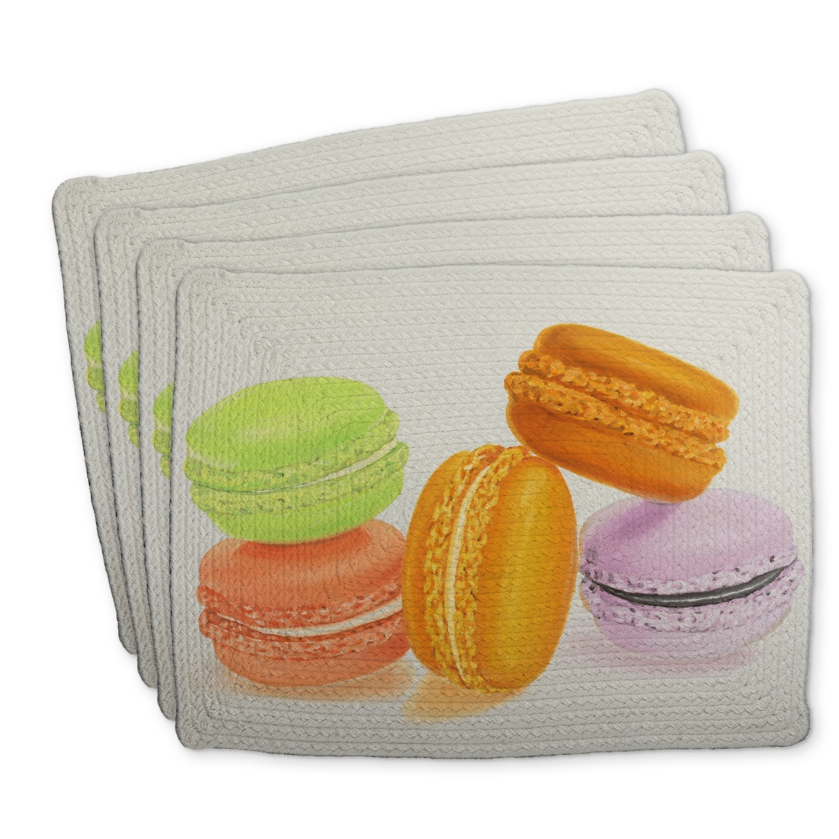 Picture of Begin Home Decor C4BP1418BJHG0B 14 x 18 in. Small Bites of Macaroons - Braided Polyester Placemat for Decor - Set of 4