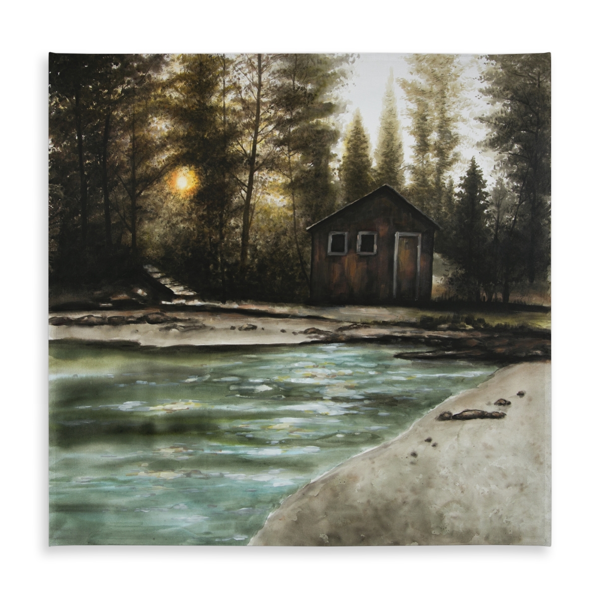 Picture of Begin Home Decor C1TC58586NFG3G 58 x 58 in. Cabin in the Forest Tablecloth - Rustic Trees Landscapes Decor