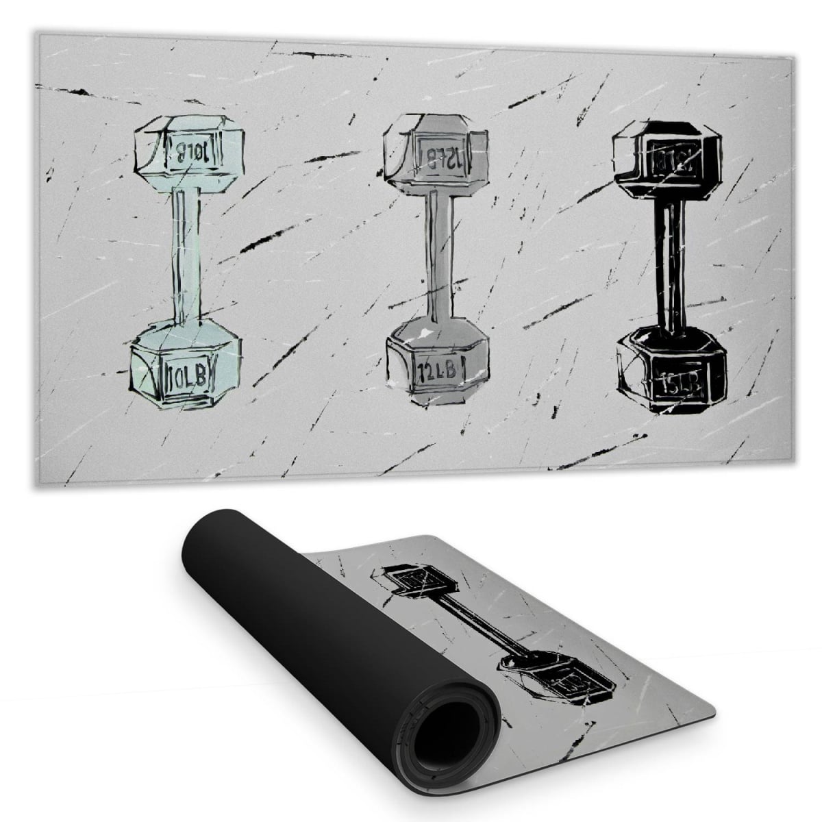 C1DM1531V8OSK5 16 x 32 in. Man Cave Gray Desk Mat - Dumbbells Sports & Games Decor